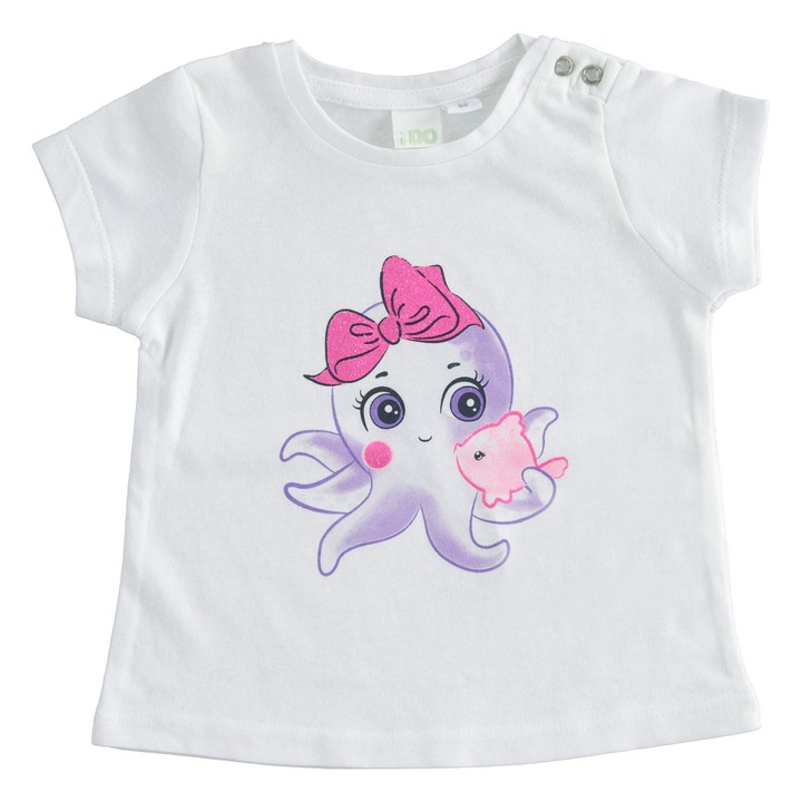 Nyomott póló kislánynak, I Do, 4.4630, Fehér/Fukszia, 74-80 cm