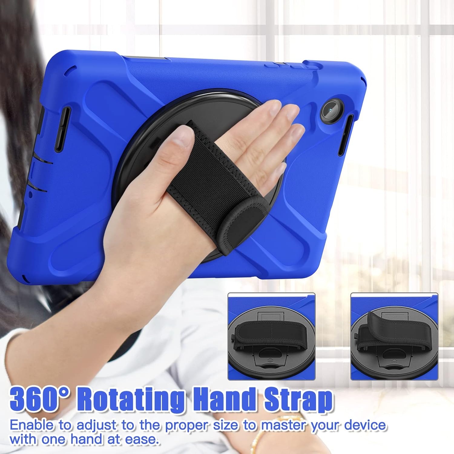 Husa Shockproof Armor, Sigloo, pentru tableta Amazon Kindle Fire HD8 HD 8 Plus 2020, Heavy Duty 2 In1 Hybrid Cover, cu suport smart pen, Blue