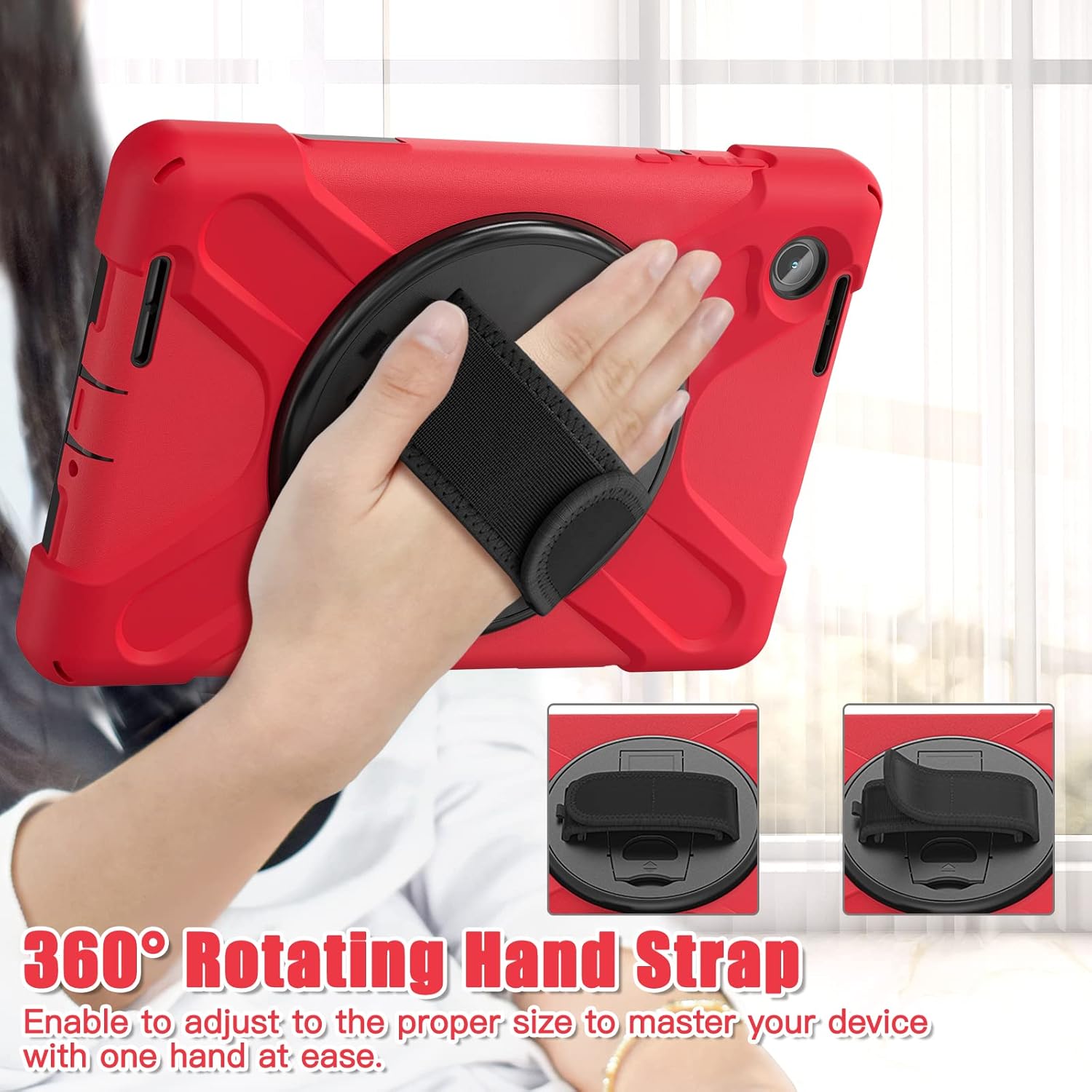 Husa Shockproof Armor, Sigloo, pentru tableta Amazon Kindle Fire HD8 HD 8 Plus 2020, Heavy Duty 2 In1 Hybrid Cover, cu suport smart pen, Red