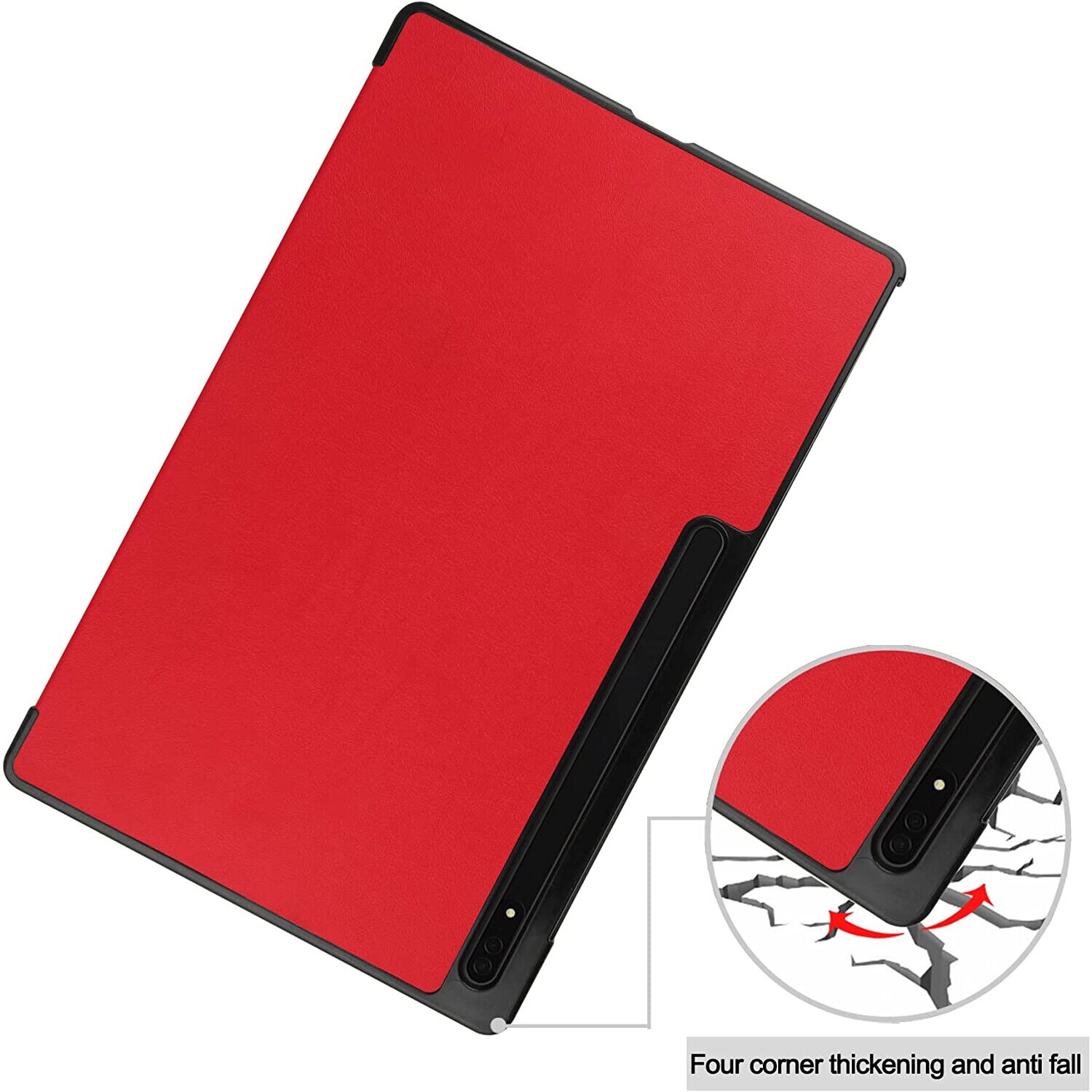 Husa pentru Samsung Galaxy Tab S10+/S9+/S9Fe+, 12.4'', UltraSlim de tip stand, functie sleep/wake-up, Smart Cover, model Red, Sigloo