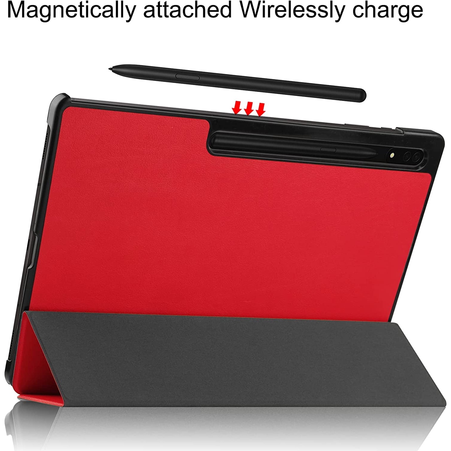 Husa Slim Sigloo, Smart Cover, Trifold, pentru tableta Samsung Galaxy Tab S8(X700/X706) /S7 (T870/T875/T876B), 11inch, 2020-2022, model Simple Red