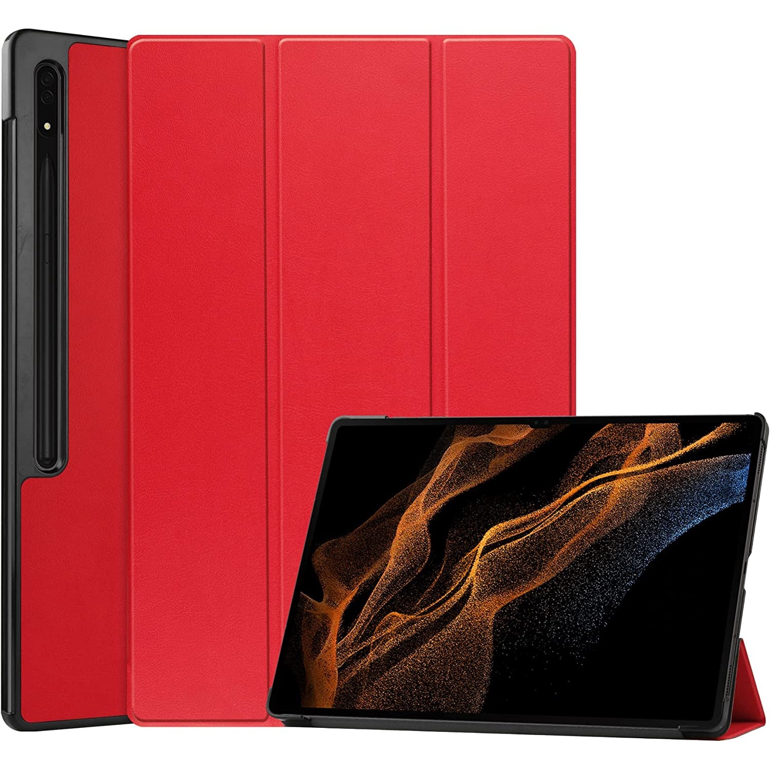Husa Slim Sigloo, Smart Cover, Trifold, pentru tableta Samsung Galaxy Tab S8(X700/X706) /S7 (T870/T875/T876B), 11inch, 2020-2022, model Simple Red