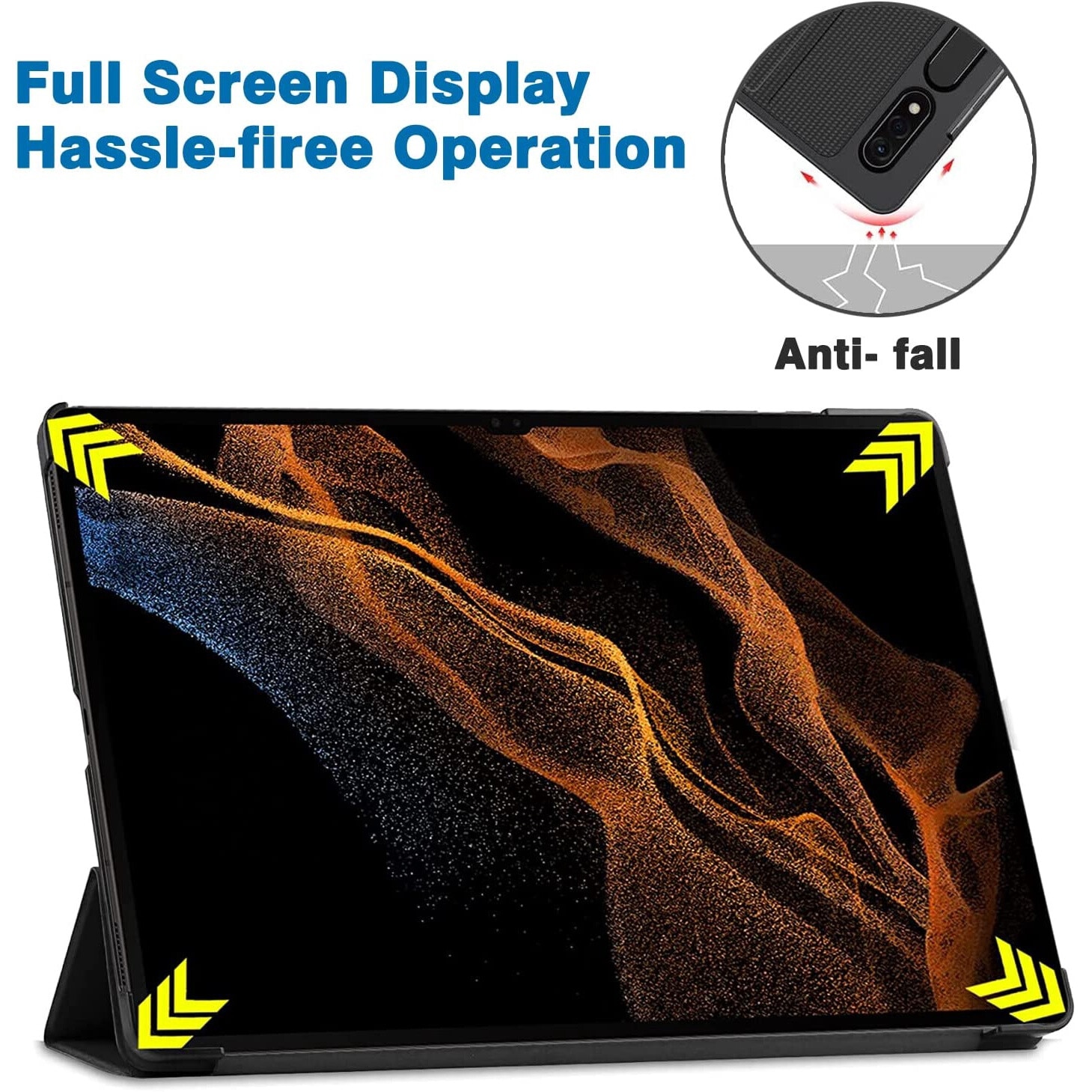 Husa Slim Sigloo, Smart Cover, Trifold, pentru tableta Samsung Galaxy Tab S10 Ultra, S9 Ultra, S8 Ultra, 14.6 inch, model Simple Black