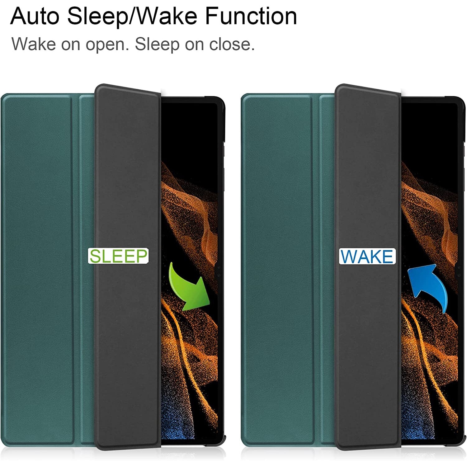 Husa pentru Samsung Galaxy Tab S10 Ultra, S9 Ultra, S8 Ultra, 14.6 inch, Ultra-Light / Slim tip stand, cu functie sleep/wake-up si slot pentru stylus, Smart Cover, model Pine Green, Sigloo