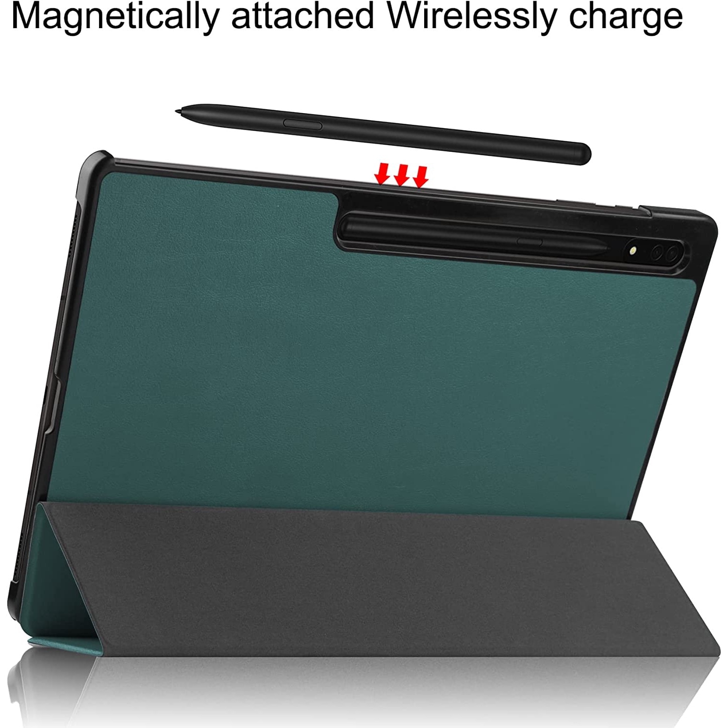 Husa pentru Samsung Galaxy Tab S10 Ultra, S9 Ultra, S8 Ultra, 14.6 inch, Ultra-Light / Slim tip stand, cu functie sleep/wake-up si slot pentru stylus, Smart Cover, model Pine Green, Sigloo