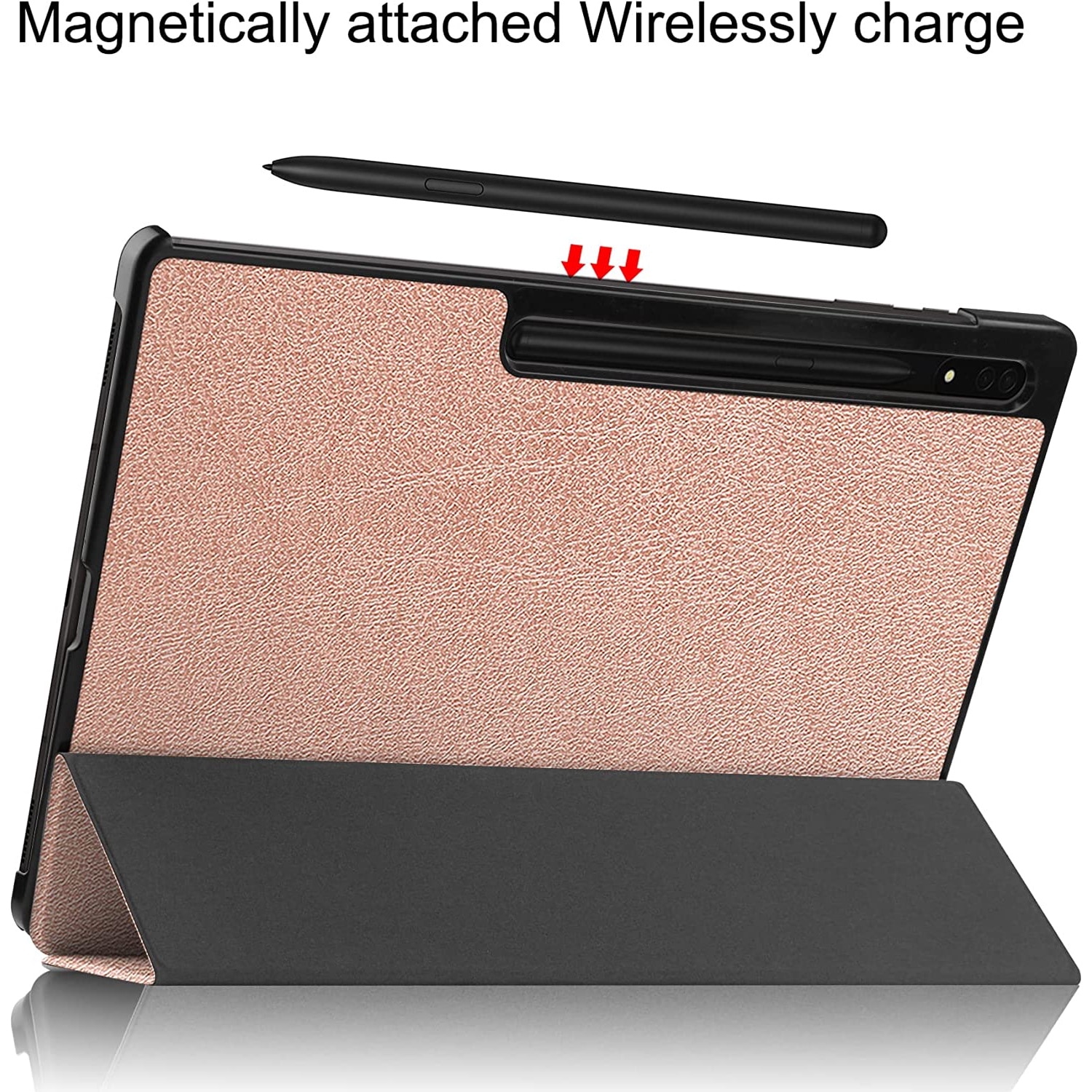 Husa Slim Sigloo, Smart Cover, Trifold, pentru tableta Samsung Galaxy Tab S8(X700/X706) /S7 (T870/T875/T876B), 11inch, 2020-2022, model Rose Gold