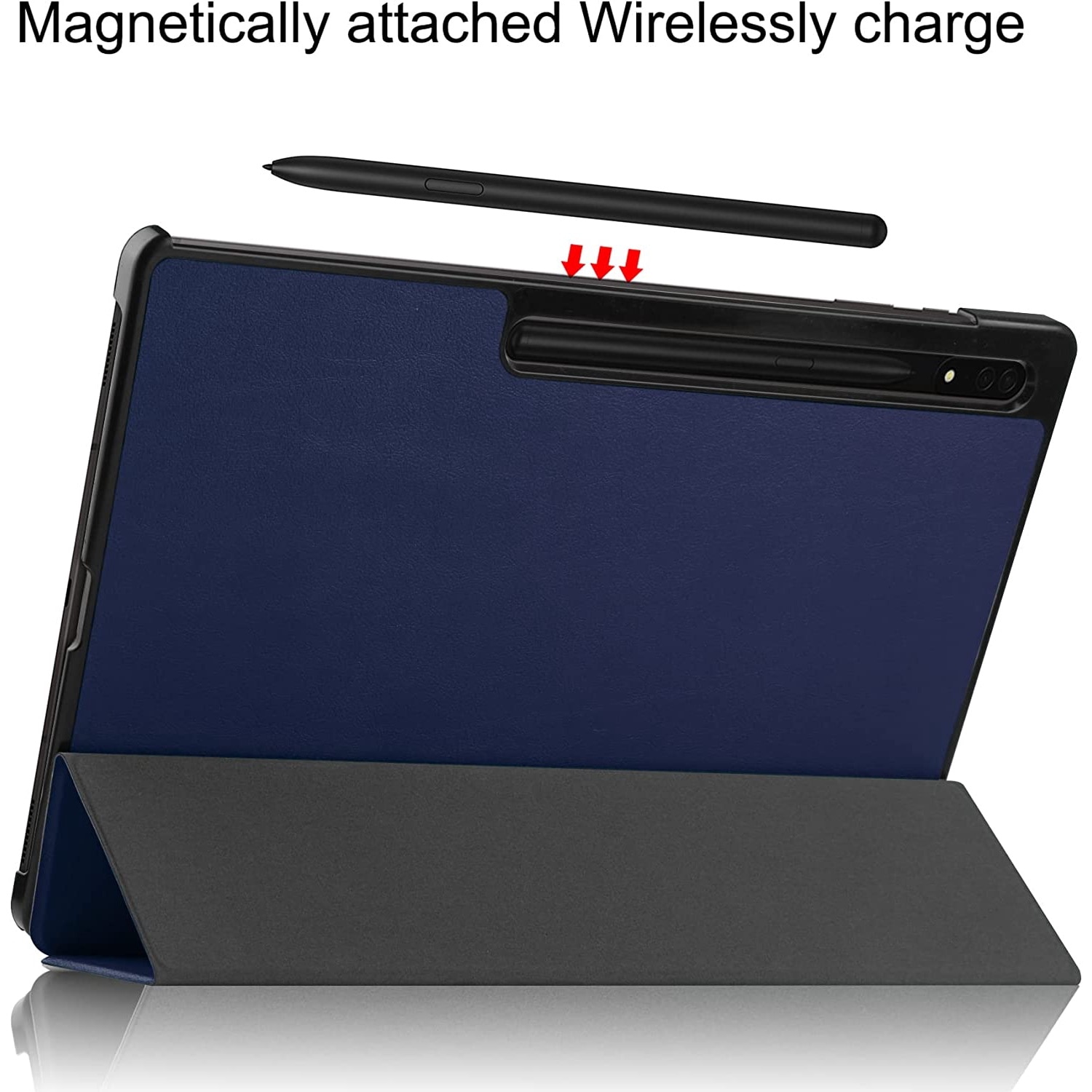 Husa Slim Sigloo, Smart Cover, Trifold, pentru tableta Samsung Galaxy Tab S10 Ultra, S9 Ultra, S8 Ultra, 14.6 inch, model Dark Blue