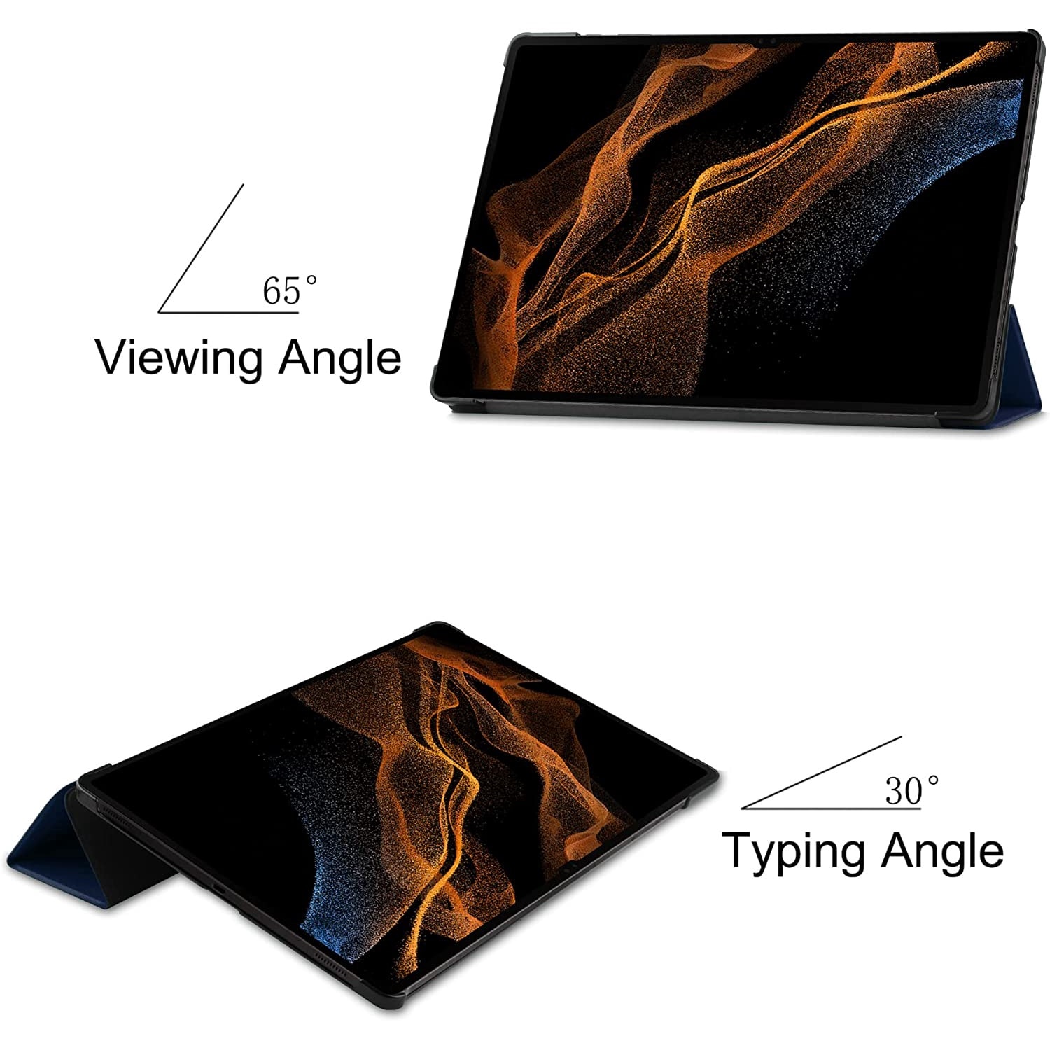 Husa Slim Sigloo, Smart Cover, Trifold, pentru tableta Samsung Galaxy Tab S10 Ultra, S9 Ultra, S8 Ultra, 14.6 inch, model Dark Blue