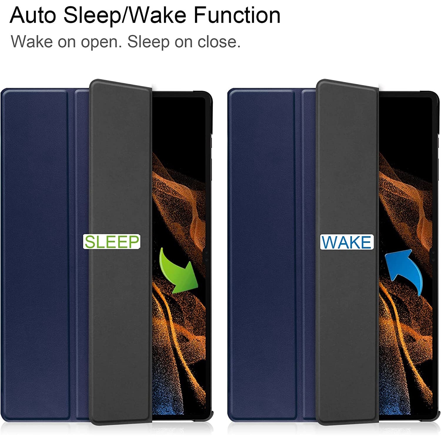 Husa Slim Sigloo, Smart Cover, Trifold, pentru tableta Samsung Galaxy Tab S10 Ultra, S9 Ultra, S8 Ultra, 14.6 inch, model Dark Blue