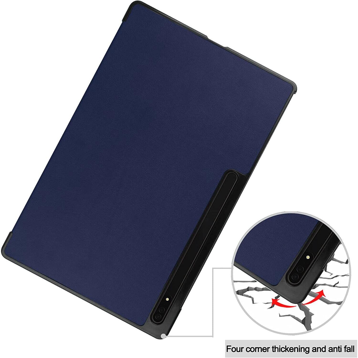 Husa pentru Samsung Galaxy Tab S9 Plus / S9 FE+ Plus 12.4 inch UltraSlim de tip stand, functie sleep/wake-up, Smart Cover, model Dark Blue, Sigloo