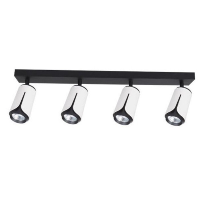 Set 4 Aplice XUDO, LED GU10, reglabile, alb/negru, 590x75x25mm