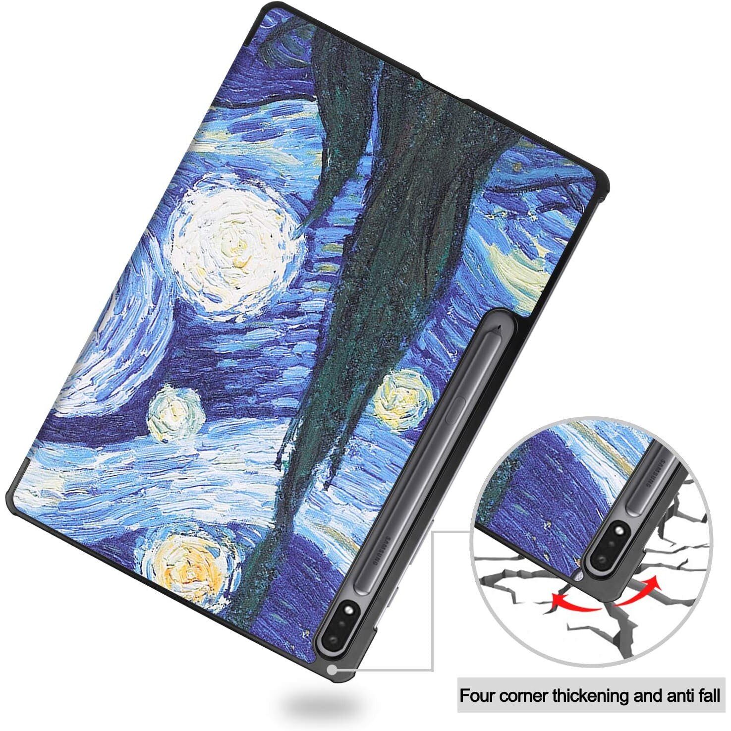 Husa pentru Samsung Galaxy Tab S8 Ultra, 14.6 inch, Ultra-Light / Slim tip stand, cu functie sleep/wake-up si slot pentru stylus, Smart Cover, model Abstract, Sigloo