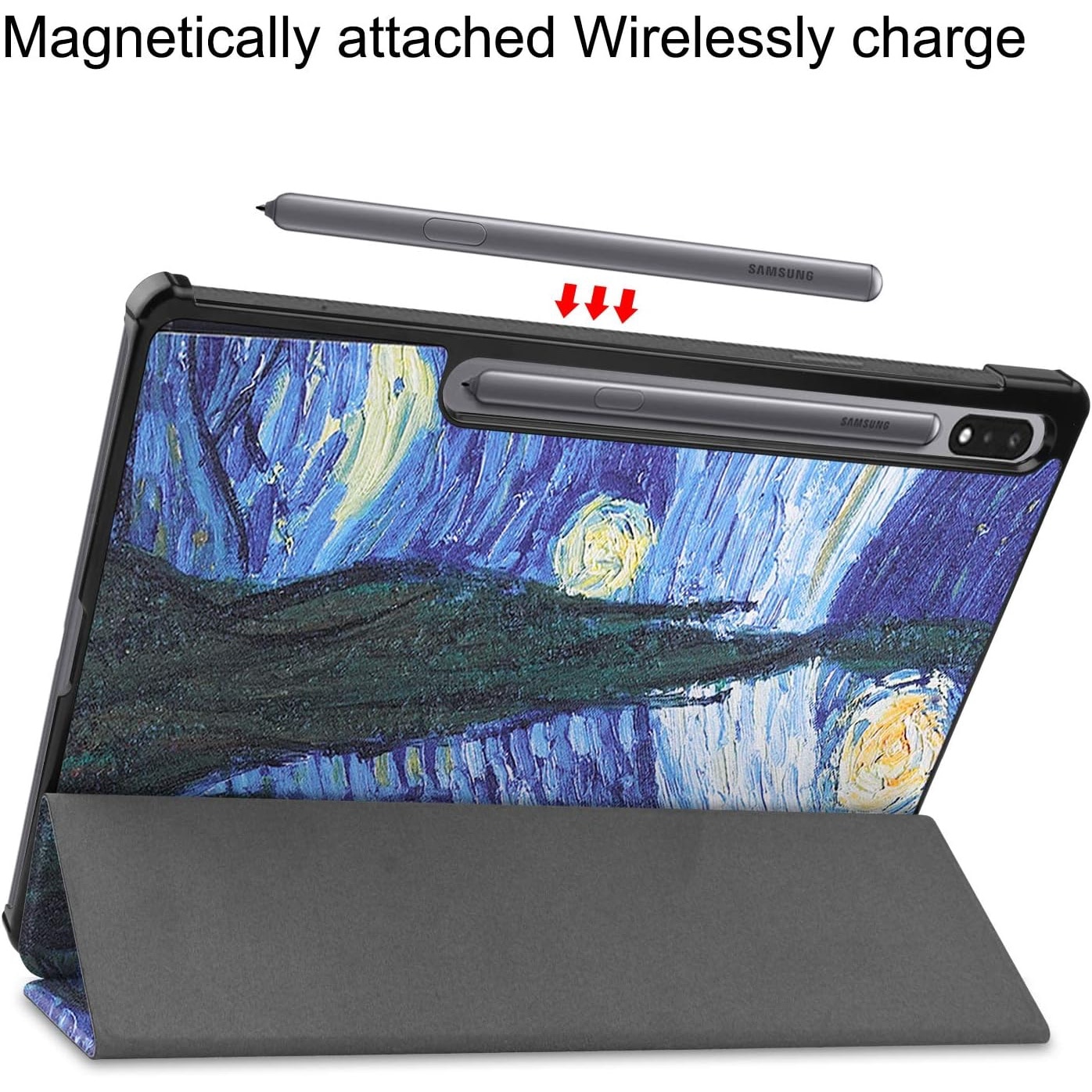 Husa pentru Samsung Galaxy Tab S9 Plus / S9 FE+ Plus 12.4 inch UltraSlim de tip stand, functie sleep/wake-up, Smart Cover, model Abstract, Sigloo