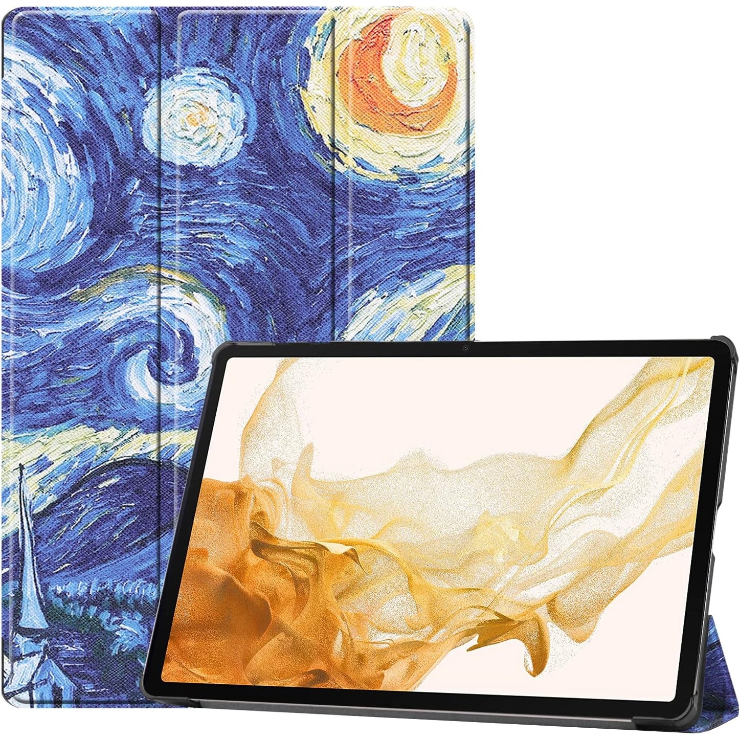 Husa pentru Samsung Galaxy Tab S10 FE+ Plus 13.1 inch tip stand functie sleep/wake-up protectie 360 - Starry night