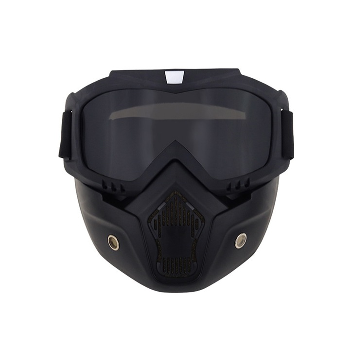 Ochelari sport HERUSI, rama neagra dungi verticale, lentile gri, marime ajustabila