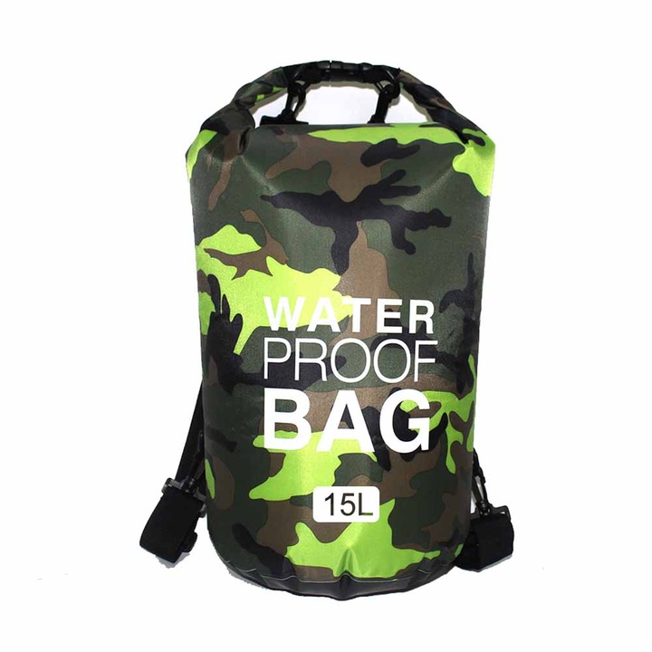 Rucsac impermeabil camuflaj, 15L, PVC