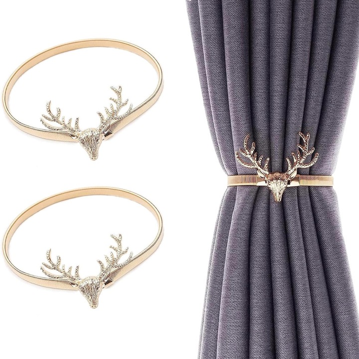 Set 2 accesorii prindere perdele metalice gravate elastice argintii