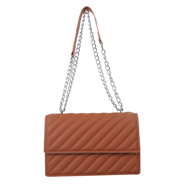 Női válltáska, minimalista modell, bőr, barna