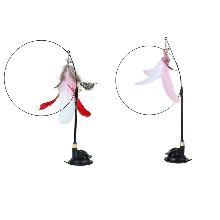 Set jucarii pentru pisici, AMRINUGL, 2 bete de jucarie din plus, pentru pisici mici, multicolor