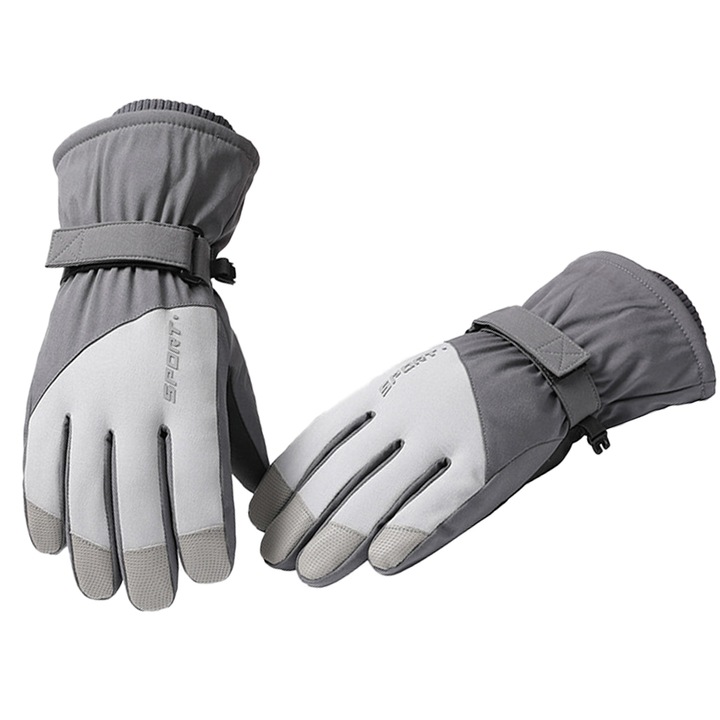 Спортни ръкавици унисекс, светлосиви, водоустойчиви, с тъчскрийн функция, за дейности на открито