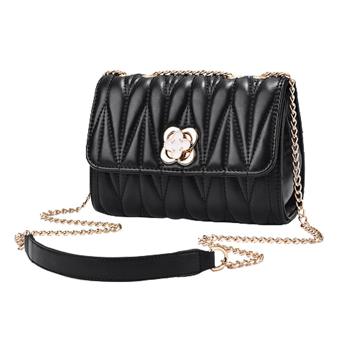 QttvbTna crossbody táska, bőr, egyszerű kivitel, kicsi, fekete