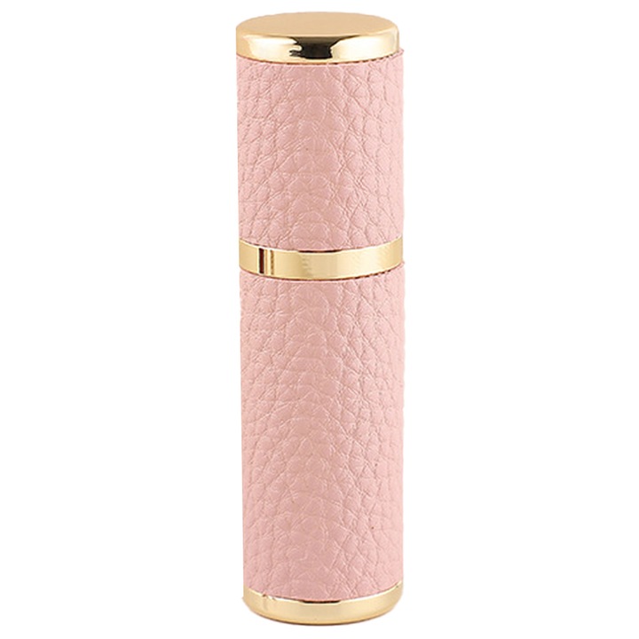 Atomizor pentru parfum QttvbTna, portabil, 5ml, piele, roz/auriu