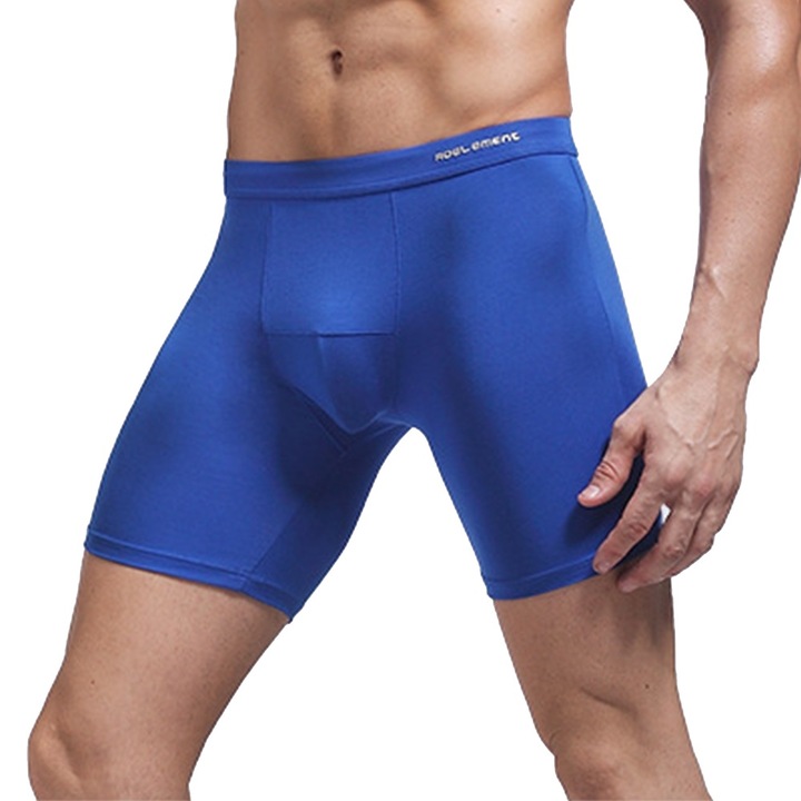 Pantaloni Boxeri Inot Barbati, QttvbTna, Fibra Celuloza, Anti-frecare, Uscare rapida, Albastru, XL