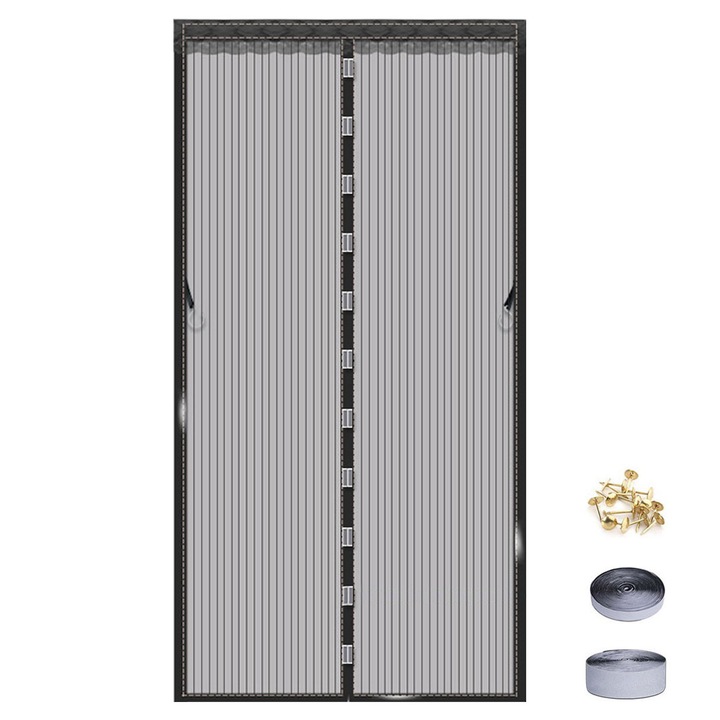 Plasa tantari pentru usa, Poliester, Magnetic, 80x200cm, Negru