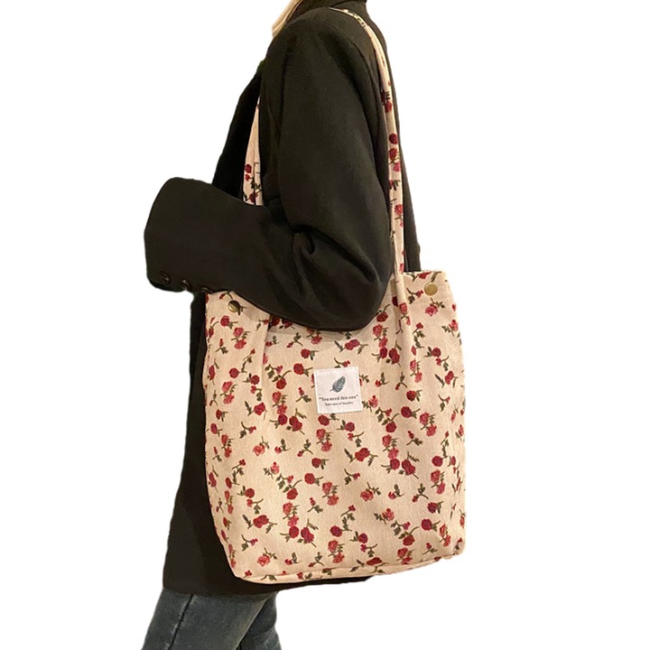 Jormftte női válltáska, kordbársony, 33x36x12cm, zöld, belső rekeszekkel