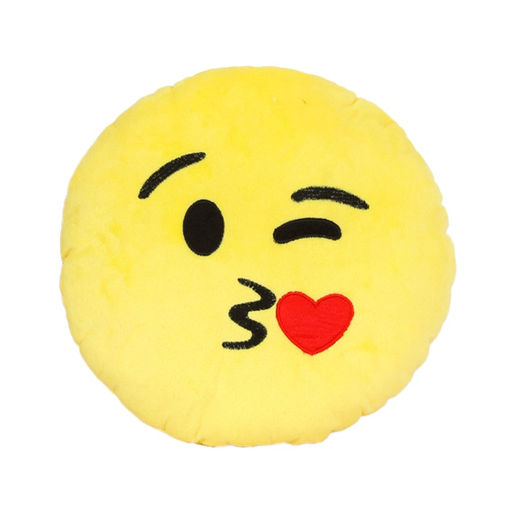 Emoji díszpárna, puha, 30x30cm, többszínű