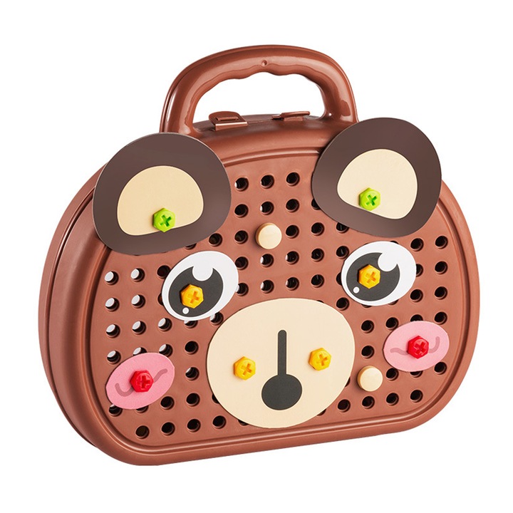 Пъзел играчка Монтесори, QttvbTna, 24.5x27x7cm, кафяв, комплект, 3-12 години