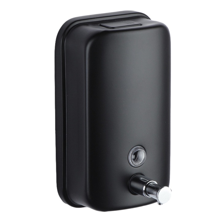 Диспенсър за течен сапун, монтиран на стена, Неръждаема стомана, 500 мл, Черен