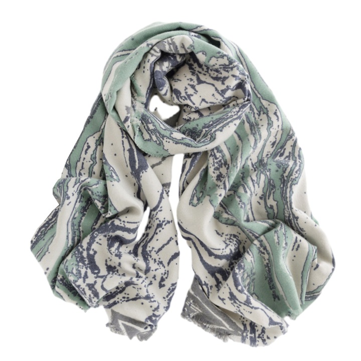 Esarfa dama oversize din imitatie de casmir, model marmorat, moale si calduroasa, multicolor, 70x200cm