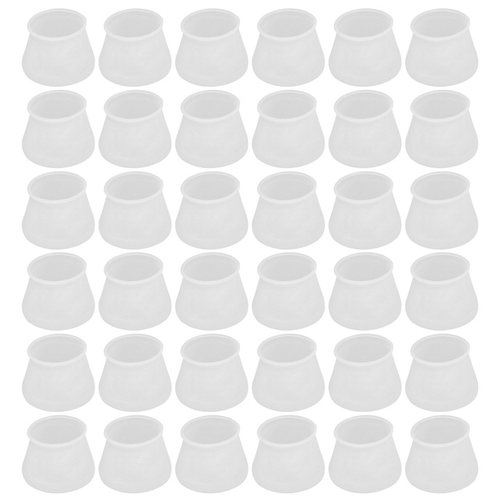 Set 36 protectii pentru picioarele scaunelor, Amrinugl, Silicon, Reducere zgomot, Lavabil, 4cm, Alb