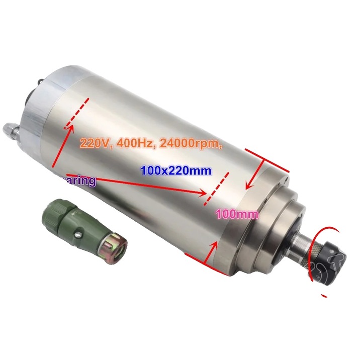 Motor Spindle CNC 3KW, Racire cu Apa, 24000rpm, 100x220mm, ER20