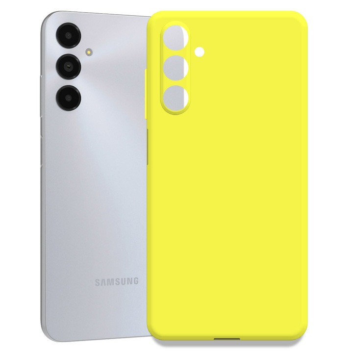 Husa pentru Samsung Galaxy A05s, Color Shield, Interior de catifea, Suprafata aderenta, Protectie antisoc, Margini ridicate, Regular Fit, Silicon, Galben