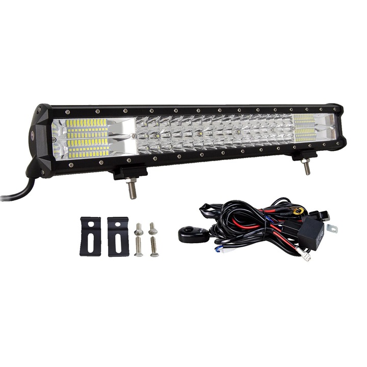 Bara LED 20 inch, Triplu Rand, IP67, 6000K, 10800-12600LM
