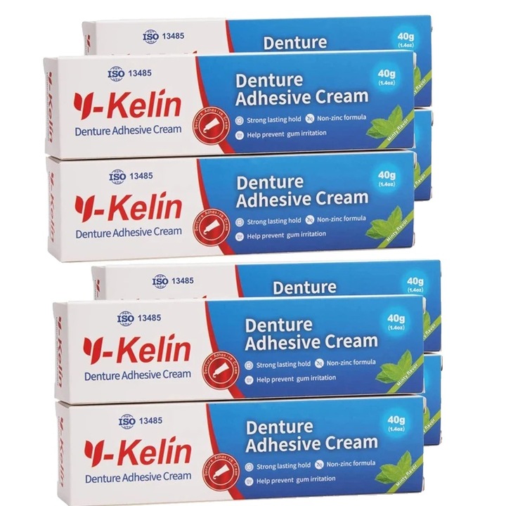 Set 12creme adezive pentru proteze dentare, fara zinc, prindere puternica, 40g