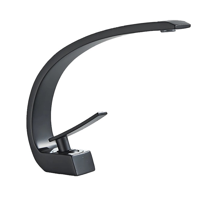 Modern fürdőszobai csaptelep, egykaros, hideg-meleg csaptelep, matt fekete, sárgaréz