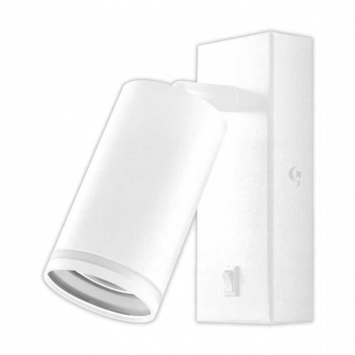 LED fali lámpa, LED, GU10, 350°-ban forgatható, fehér, 14x6x8cm