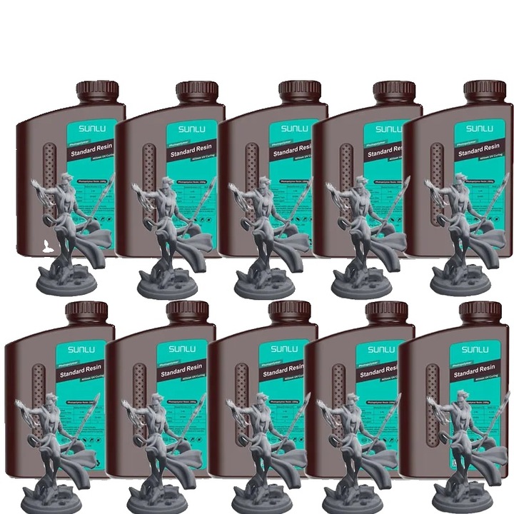 UV gyanta 3D nyomtatáshoz, gyors prototípuskészítéshez, sötétszürke, 10 kg, készlet