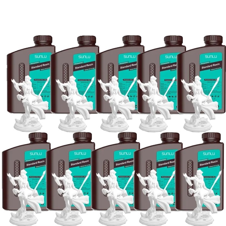 Rasina 3D Standard, 10 Sticle de 1KG, Aplicatii Diverse, Culoare Alba, Set