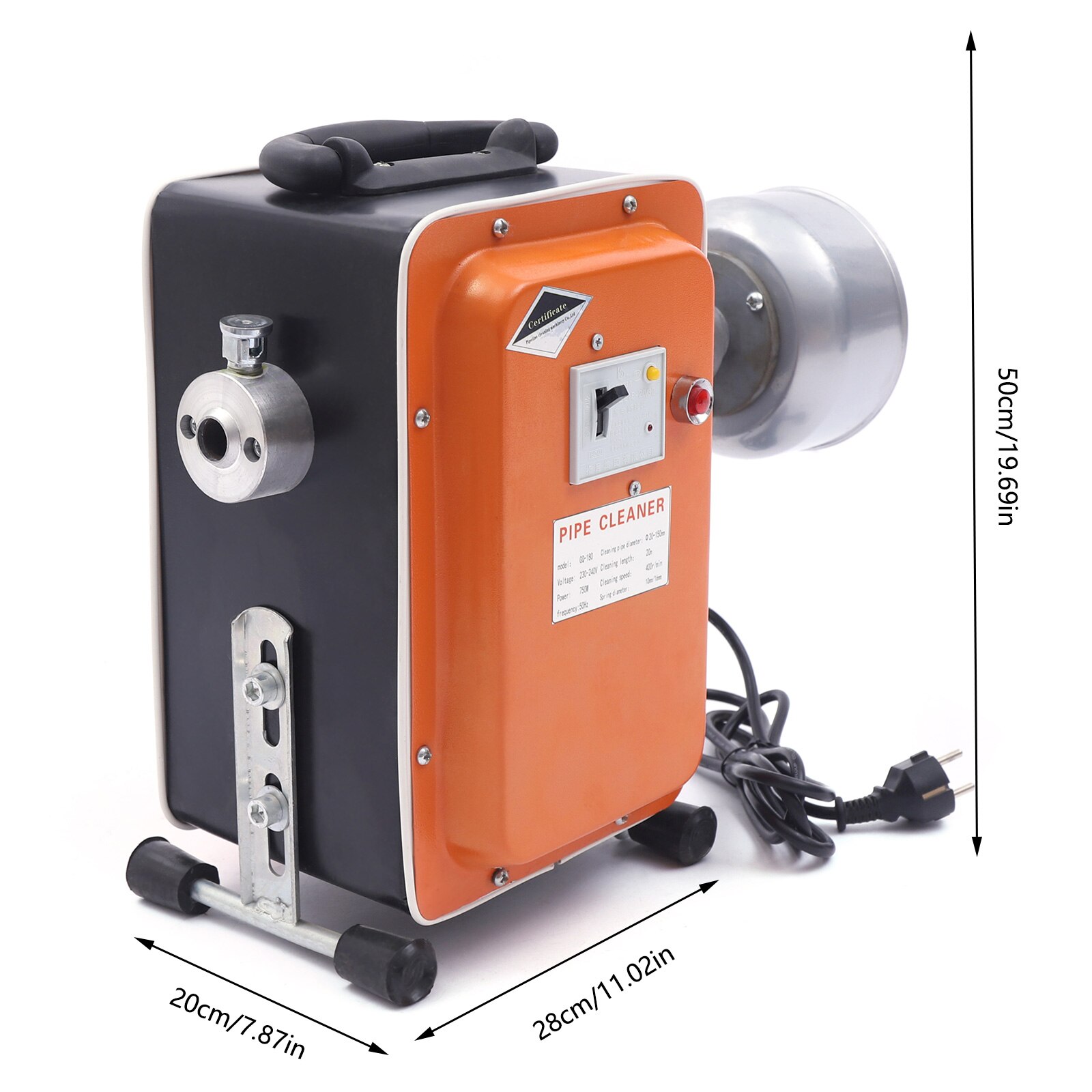 Aspirator pentru curatarea tevilor, 750W, design impermeabil, lungime maxima 20M, diametru 20-110mm