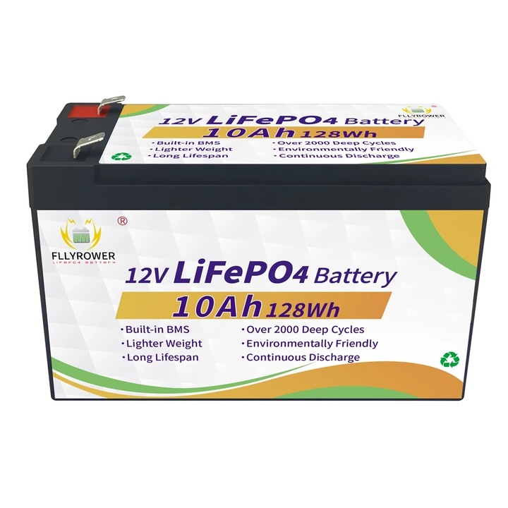 Акумулатор 12V LiFePO4, 3000+ цикъла, вградена BMS, екологична, 12v 10Ah Lifepo4