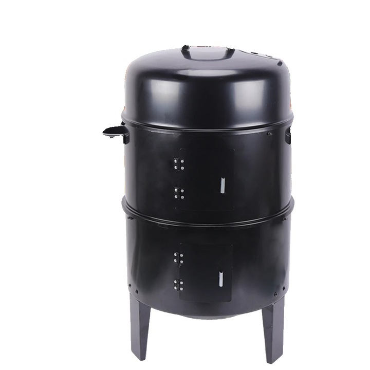 3-в-1 градинска скара, пушилня, грил, голям капацитет, регулируема мощност на вятъра