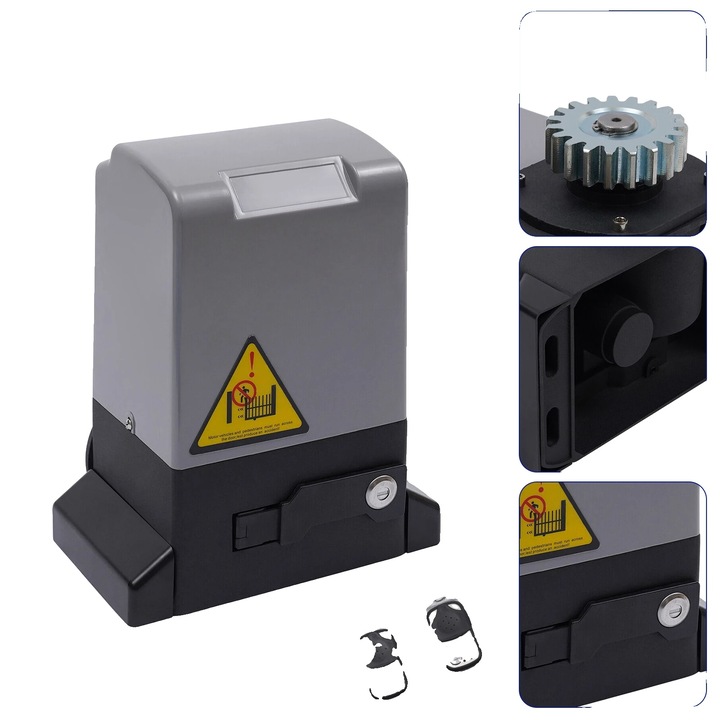 Deschizator automat pentru poarta glisanta, 750W, capacitate de incarcare 1800kg, constructie din aluminiu, dimensiuni 33.5x15.5x27cm, cu telecomanda