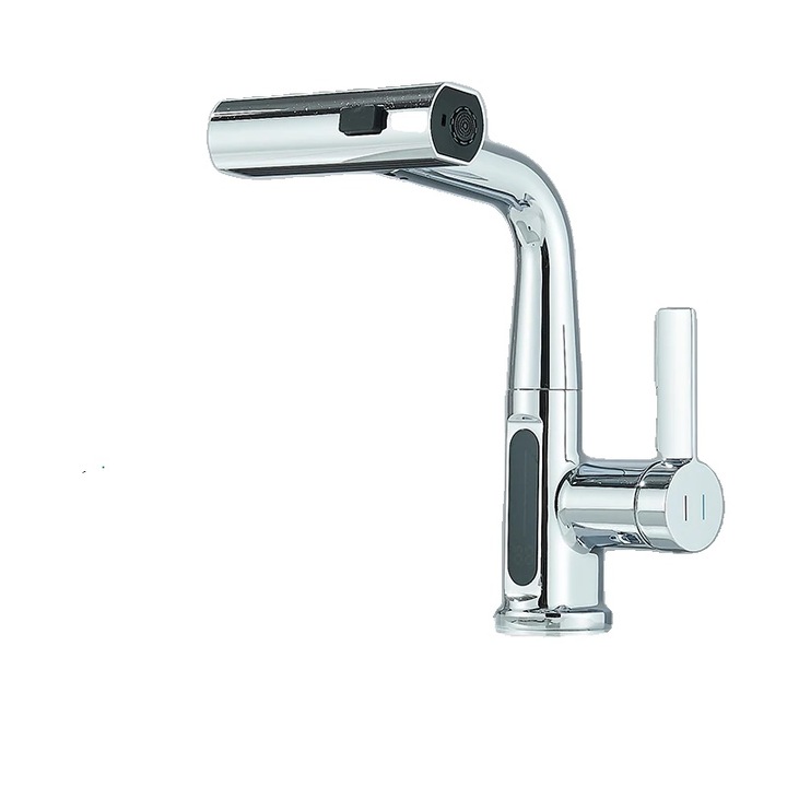 Fürdőszoba mosdócsaptelep, kerámia magos szelep, egykaros vezérlés, króm LCD