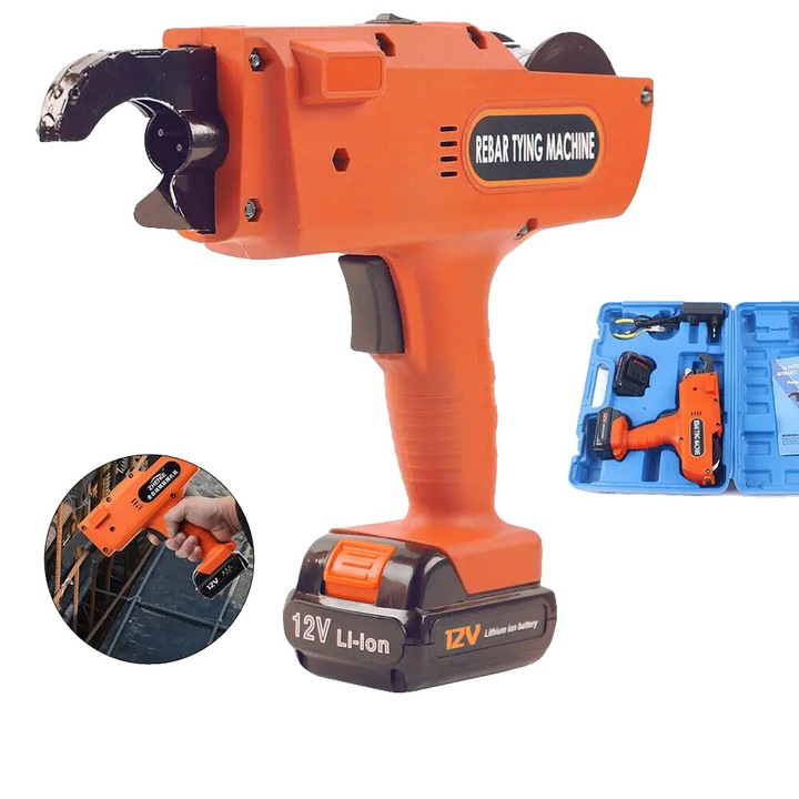 Машина за връзване на арматура, 12V, 4500mAh, Бързо връзване, 275x65x240mm, оранжева