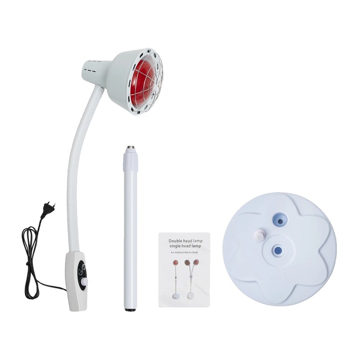 Lampa cu Infrarosu, Inox, 275W, Design Ajustabil 360°, Alb, 19cm