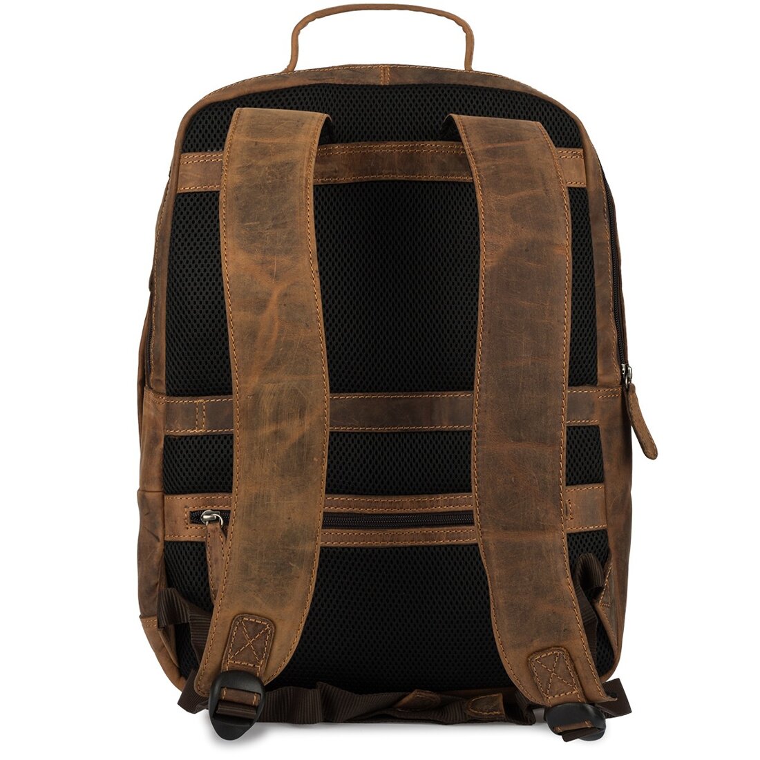 Rucsac laptop vintage Beltimore, piele nubuck, compartimentat, maro, 15.6 inch